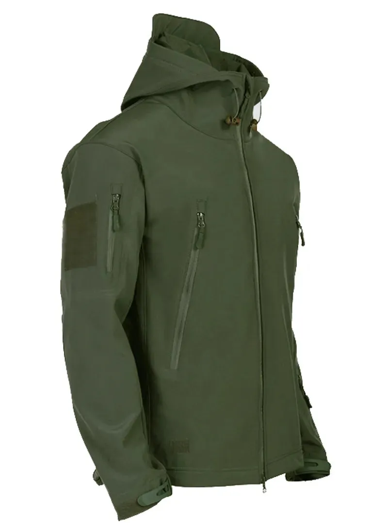 Shark Skin Jacket Men's Hooded Multi Pocket Zipper Tactical Coat Outdoor Special Forces Combat Windproof Waterproof Top