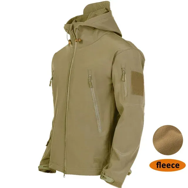 Shark Skin Jacket Men's Hooded Multi Pocket Zipper Tactical Coat Outdoor Special Forces Combat Windproof Waterproof Top