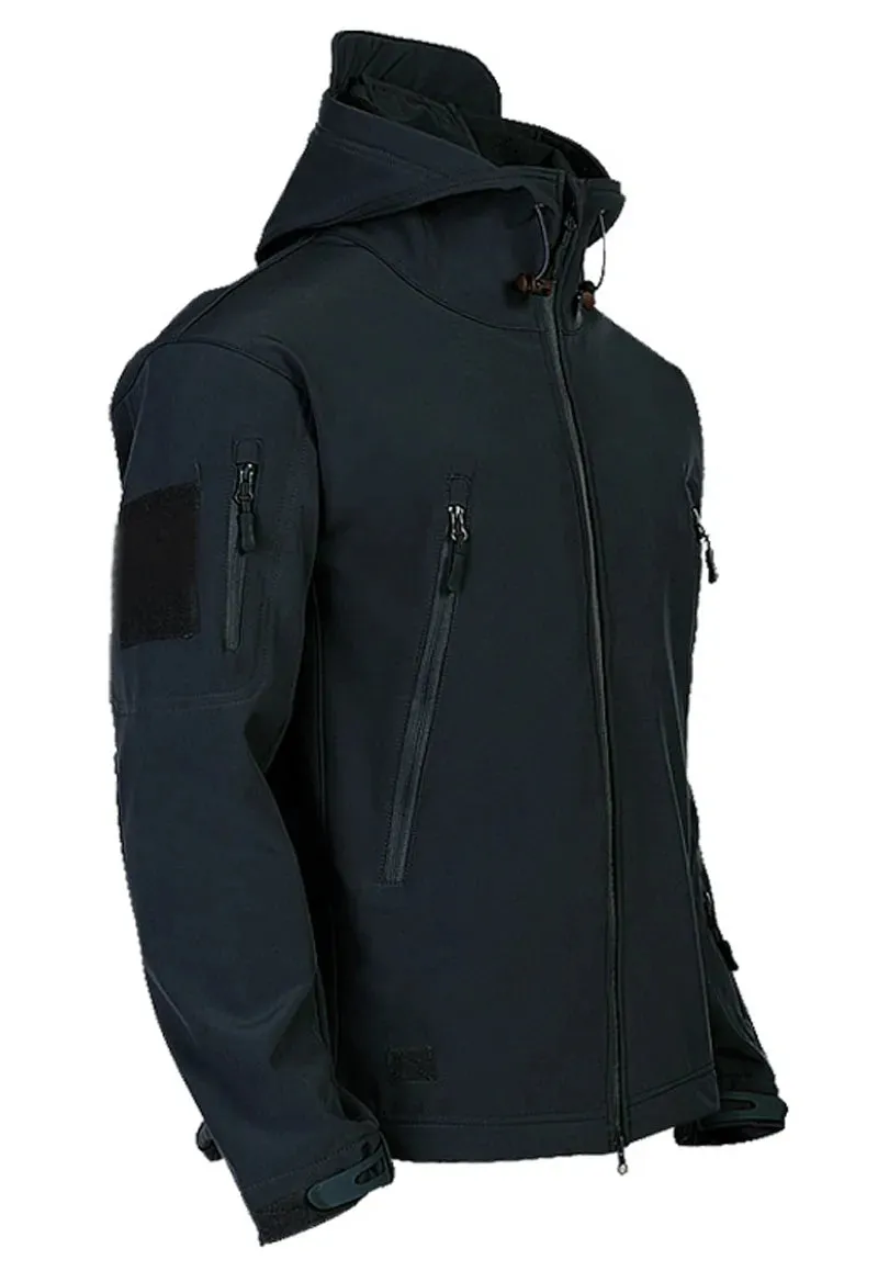 Shark Skin Jacket Men's Hooded Multi Pocket Zipper Tactical Coat Outdoor Special Forces Combat Windproof Waterproof Top