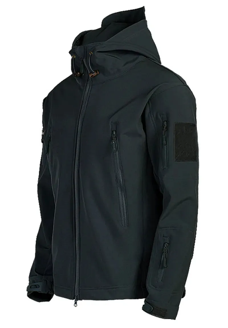 Shark Skin Jacket Men's Hooded Multi Pocket Zipper Tactical Coat Outdoor Special Forces Combat Windproof Waterproof Top