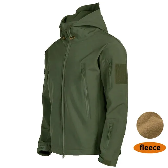 Shark Skin Jacket Men's Hooded Multi Pocket Zipper Tactical Coat Outdoor Special Forces Combat Windproof Waterproof Top