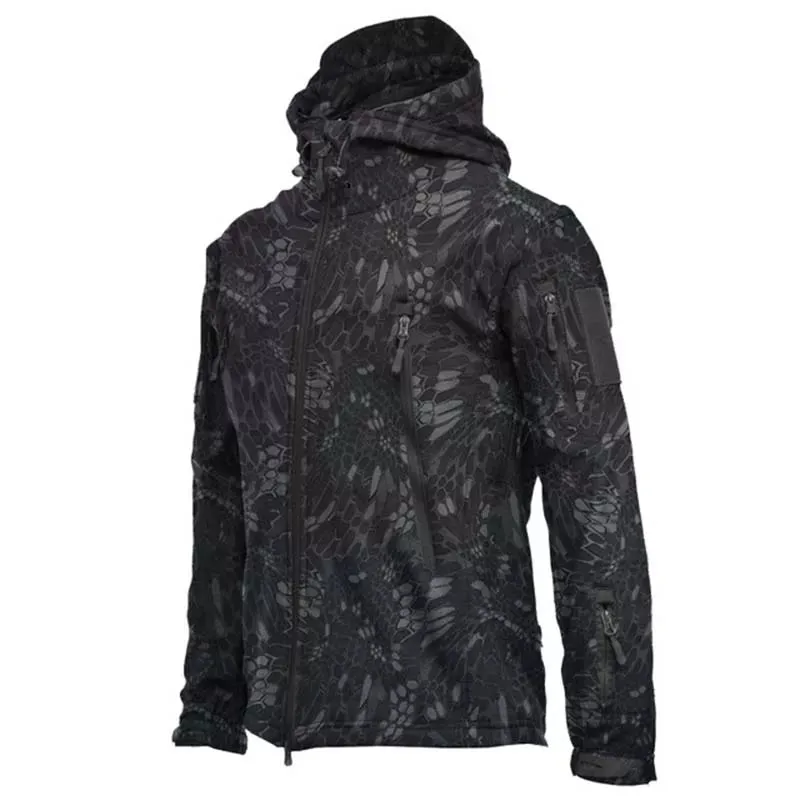 Shark Skin Jacket Men's Hooded Multi Pocket Zipper Tactical Coat Outdoor Special Forces Combat Windproof Waterproof Top