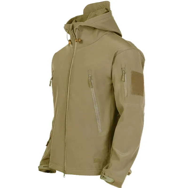 Shark Skin Jacket Men's Hooded Multi Pocket Zipper Tactical Coat Outdoor Special Forces Combat Windproof Waterproof Top