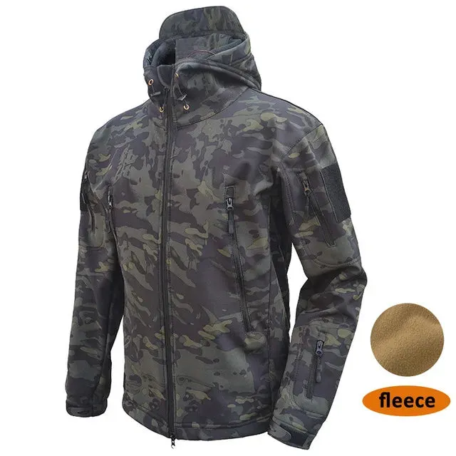 Shark Skin Jacket Men's Hooded Multi Pocket Zipper Tactical Coat Outdoor Special Forces Combat Windproof Waterproof Top