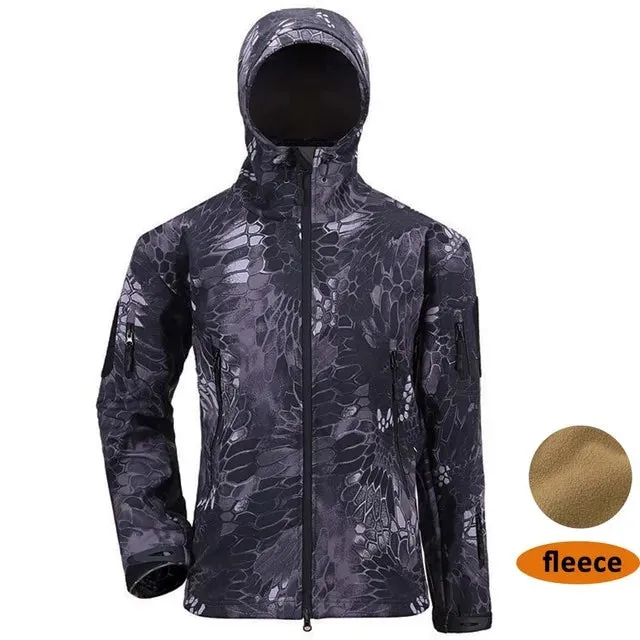 Shark Skin Jacket Men's Hooded Multi Pocket Zipper Tactical Coat Outdoor Special Forces Combat Windproof Waterproof Top