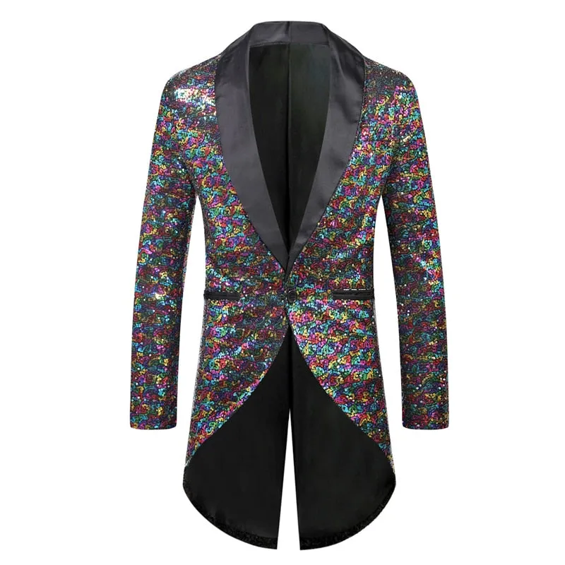 Shiny Gold Sequin Glitter Embellished Blazer Jacket Men's Nightclub Prom Suit Blazer Homme Stage Clothes For singers