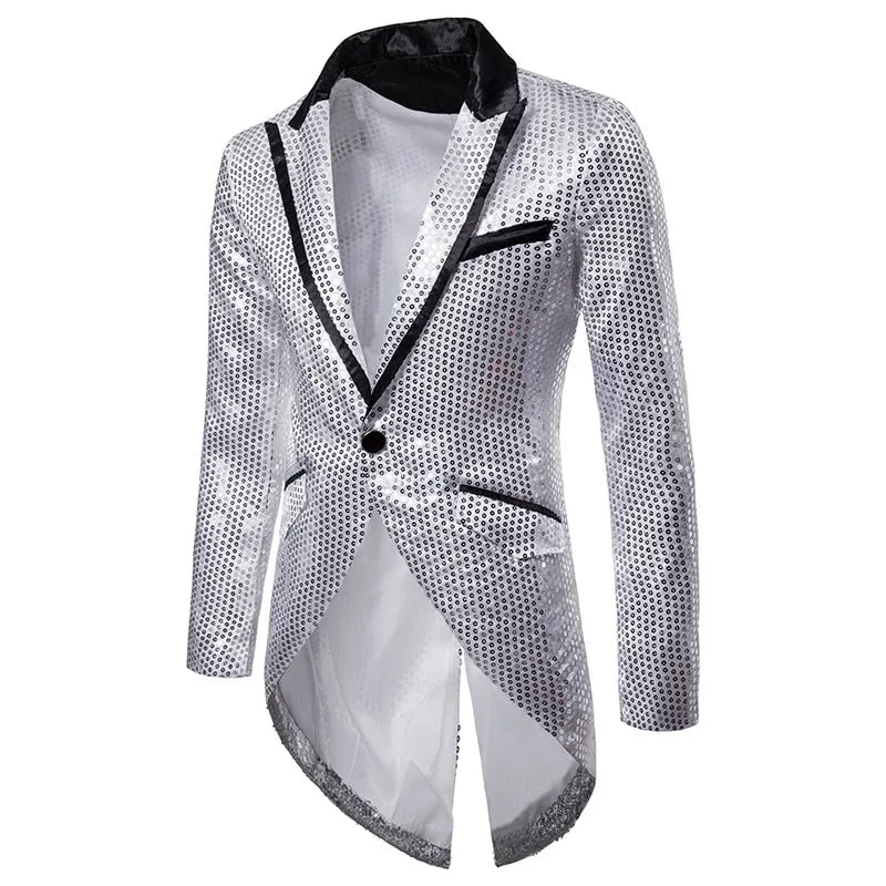 Shiny Gold Sequin Glitter Embellished Blazer Jacket Men's Nightclub Prom Suit Blazer Homme Stage Clothes For singers