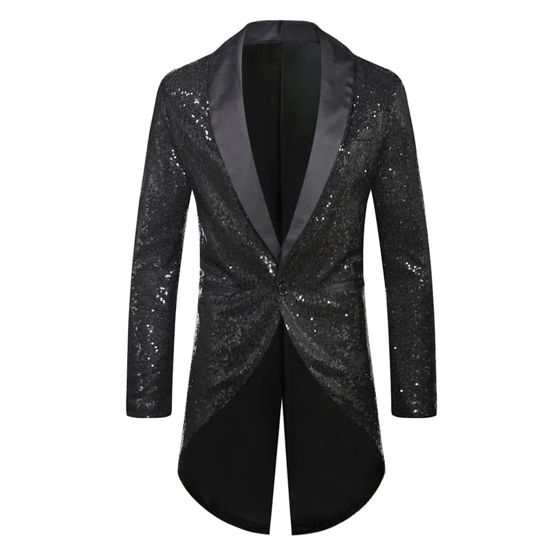 Shiny Gold Sequin Glitter Embellished Blazer Jacket Men's Nightclub Prom Suit Blazer Homme Stage Clothes For singers