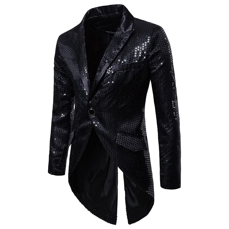 Shiny Gold Sequin Glitter Embellished Blazer Jacket Men's Nightclub Prom Suit Blazer Homme Stage Clothes For singers