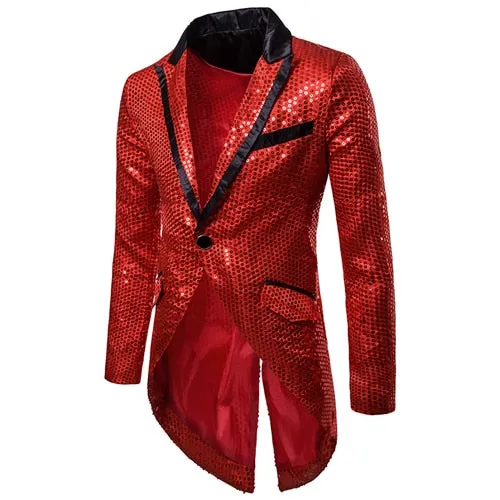 Shiny Gold Sequin Glitter Embellished Blazer Jacket Men's Nightclub Prom Suit Blazer Homme Stage Clothes For singers