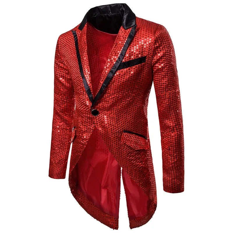 Shiny Gold Sequin Glitter Embellished Blazer Jacket Men's Nightclub Prom Suit Blazer Homme Stage Clothes For singers