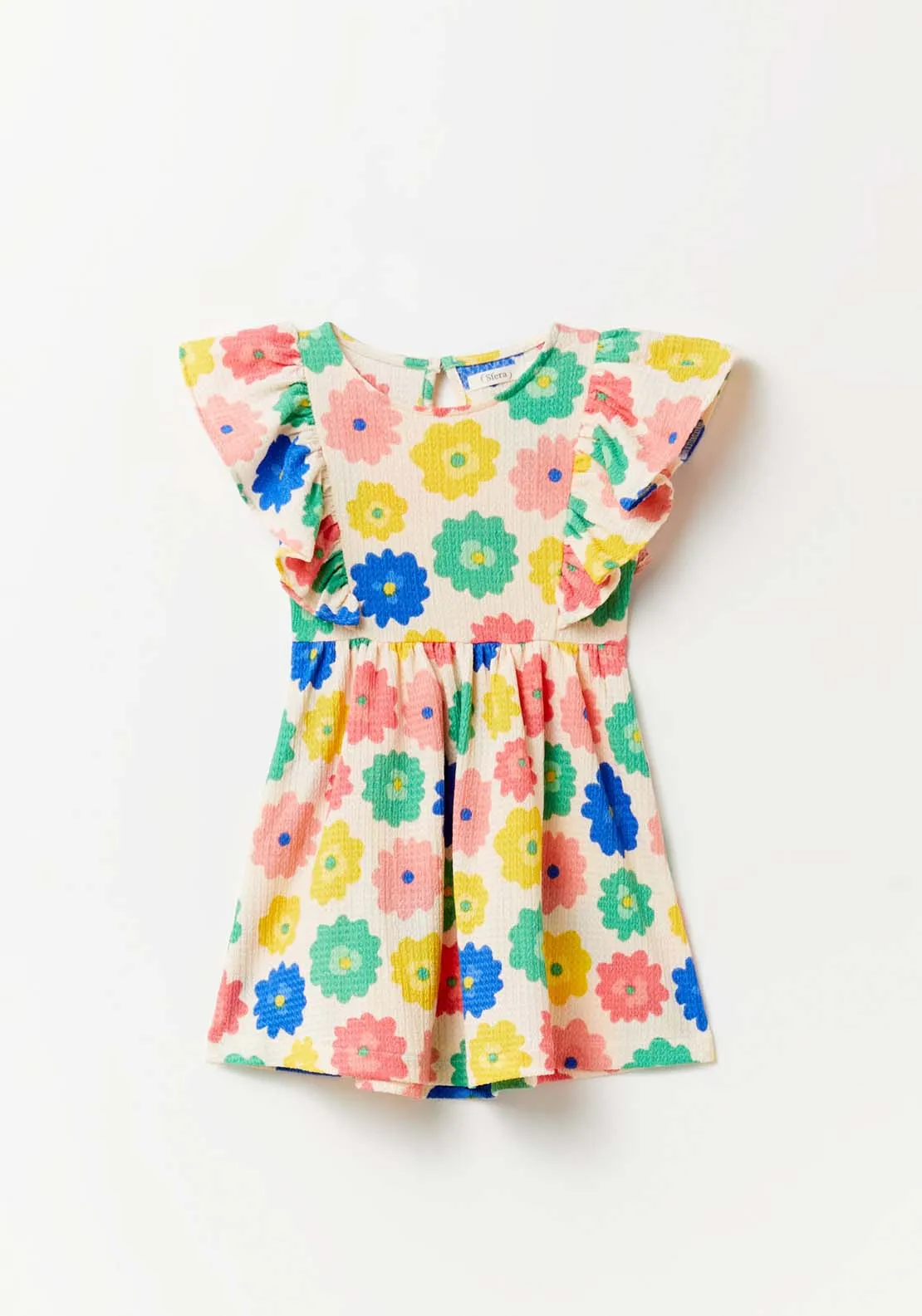 Short Sleeve Floral  Dress - Multi