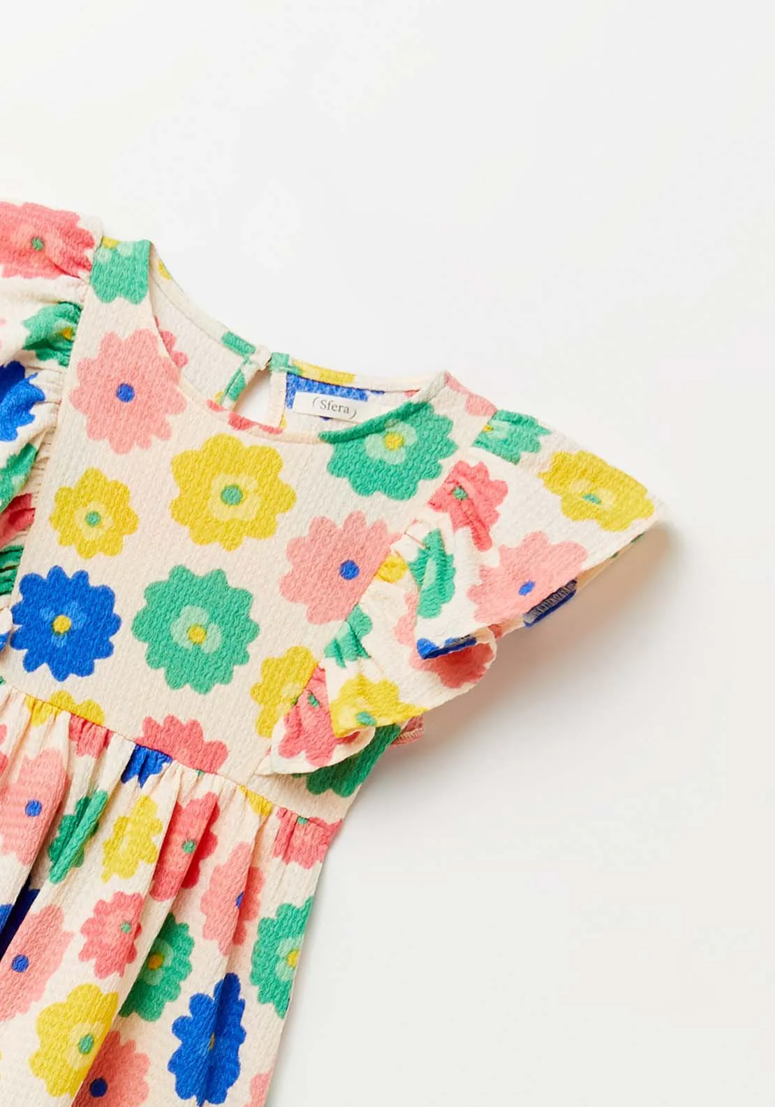 Short Sleeve Floral  Dress - Multi