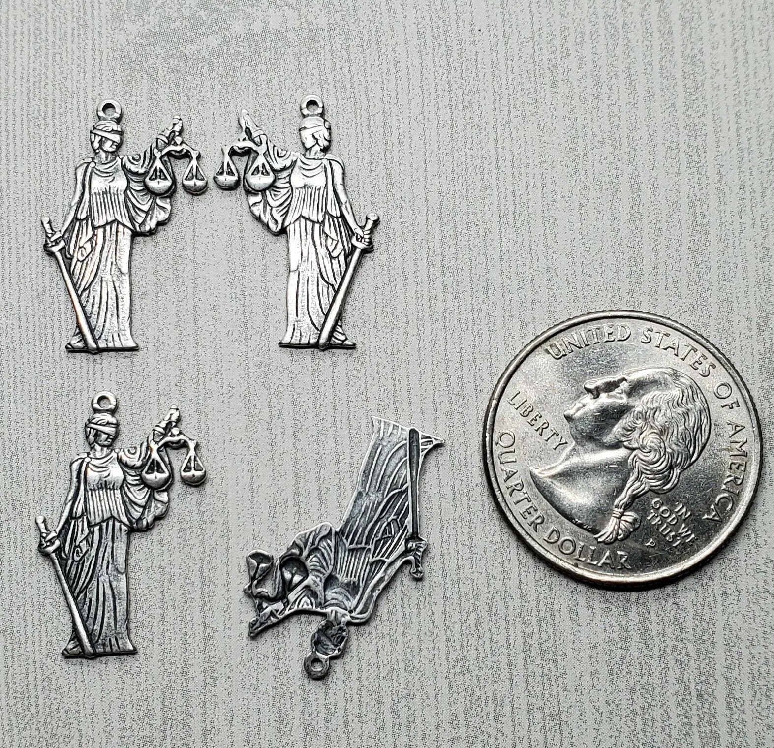 Small Brass Lady Justice Charms x 4 - 07120RGB.