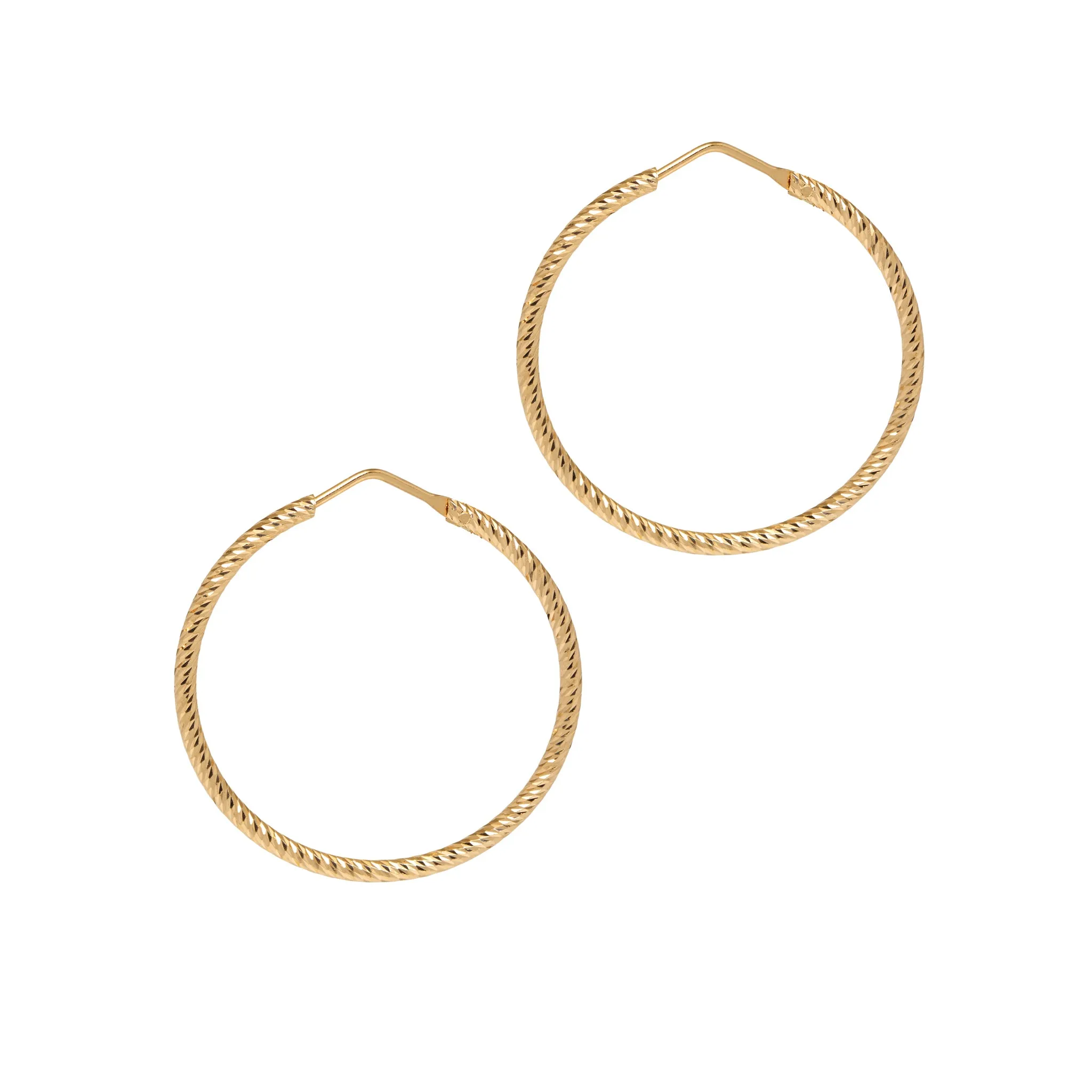 Sparkly, Diamond-Cut Roma Hoop Earrings: Extra Small   Small - Silver