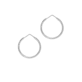 Sparkly, Diamond-Cut Roma Hoop Earrings: Extra Small   Small - Silver