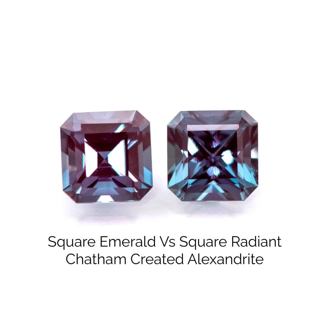 Square Radiant Cut Cut Lab Created Alexandrite Gemstone