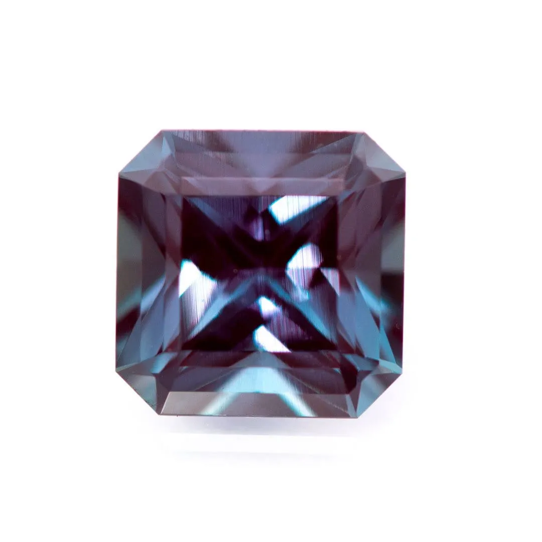 Square Radiant Cut Cut Lab Created Alexandrite Gemstone