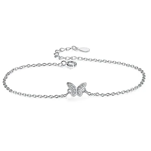 Sterling Silver Children's CZ Butterfly Bracelet