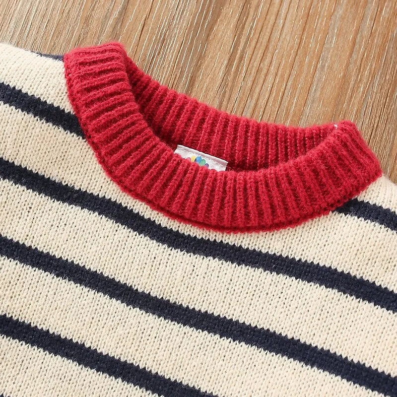 Stripe Knitted Sweater For Baby Girls