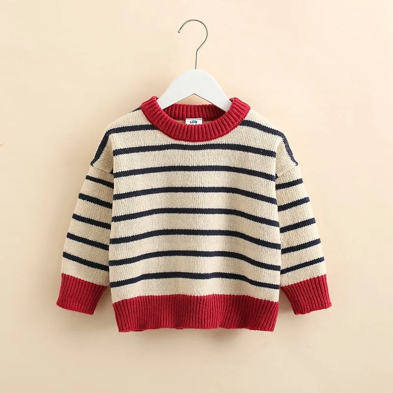 Stripe Knitted Sweater For Baby Girls