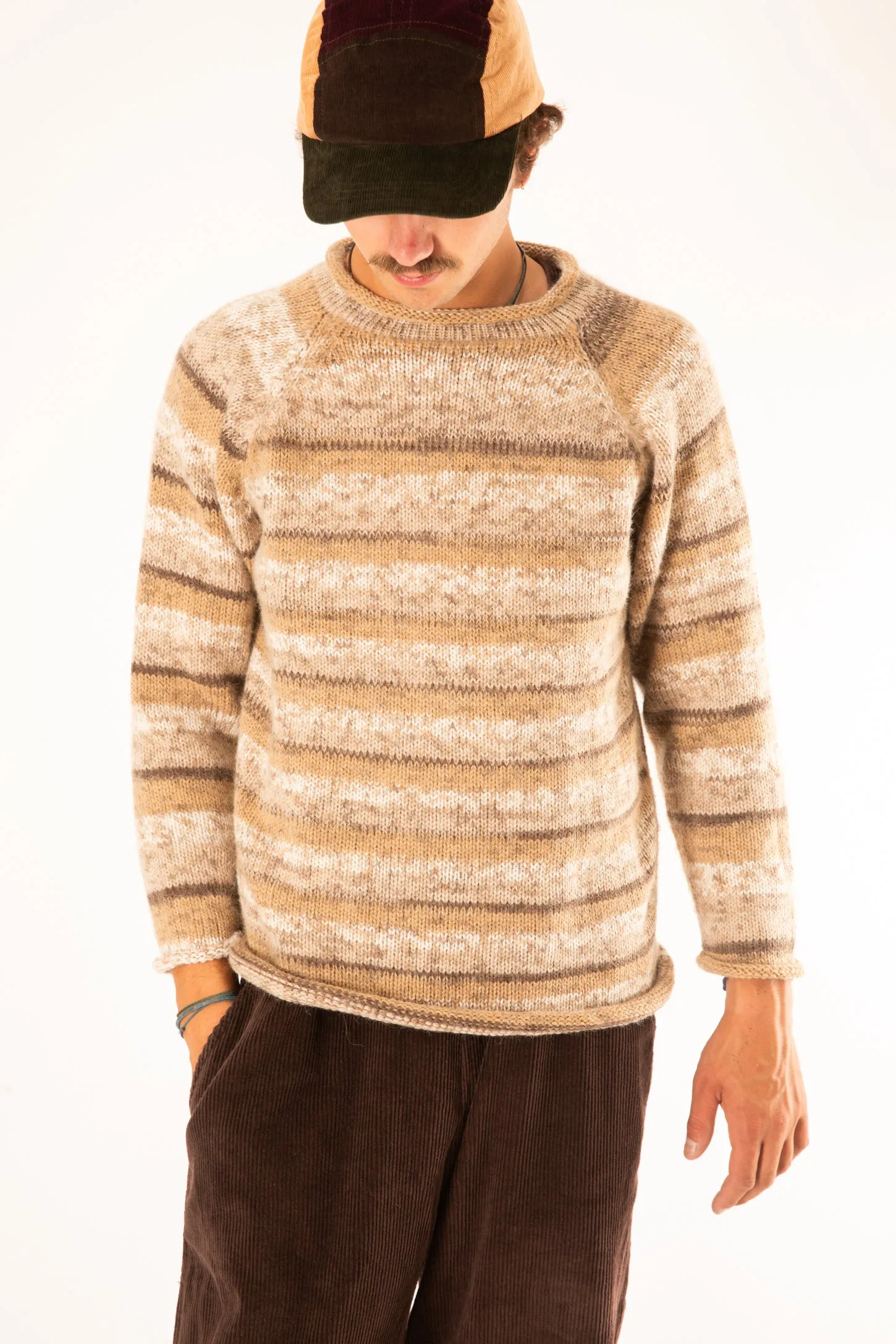 Stripey Roll Neck Alpaca Sweater