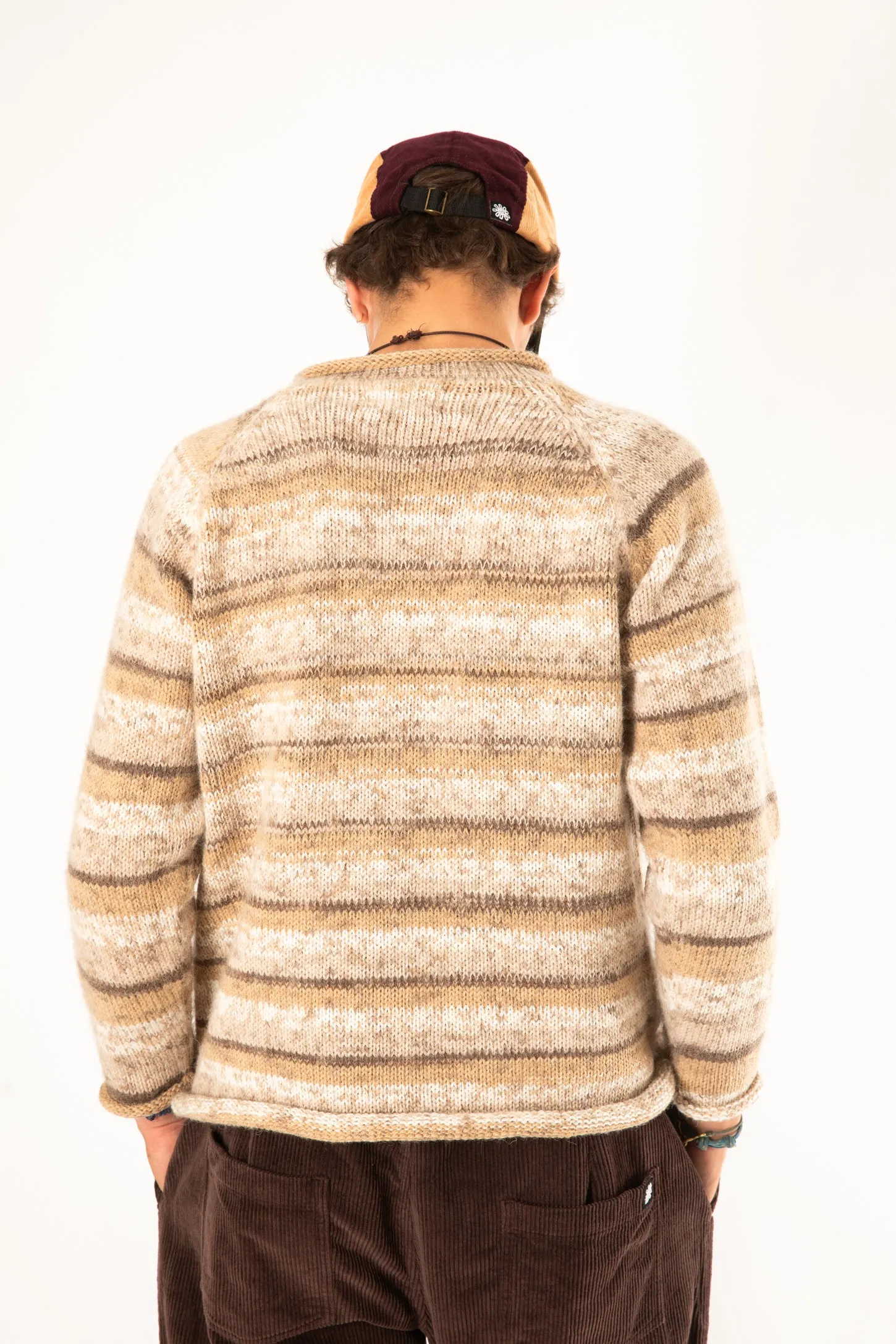 Stripey Roll Neck Alpaca Sweater