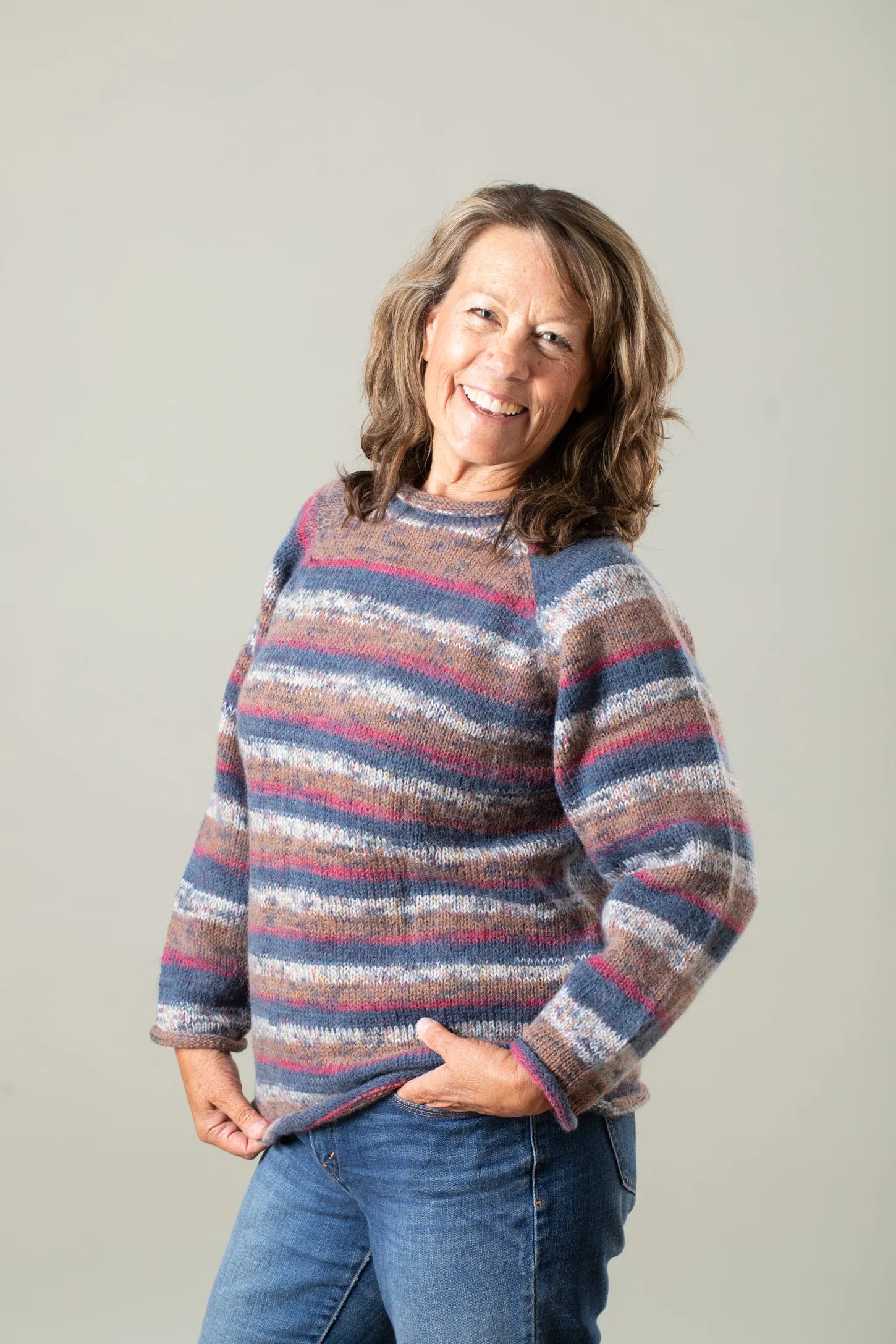 Stripey Roll Neck Alpaca Sweater