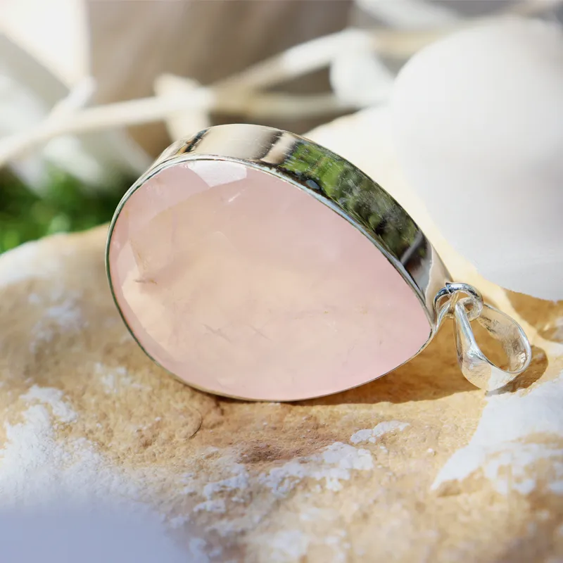 Teardrop Rose Quartz XL Pendant