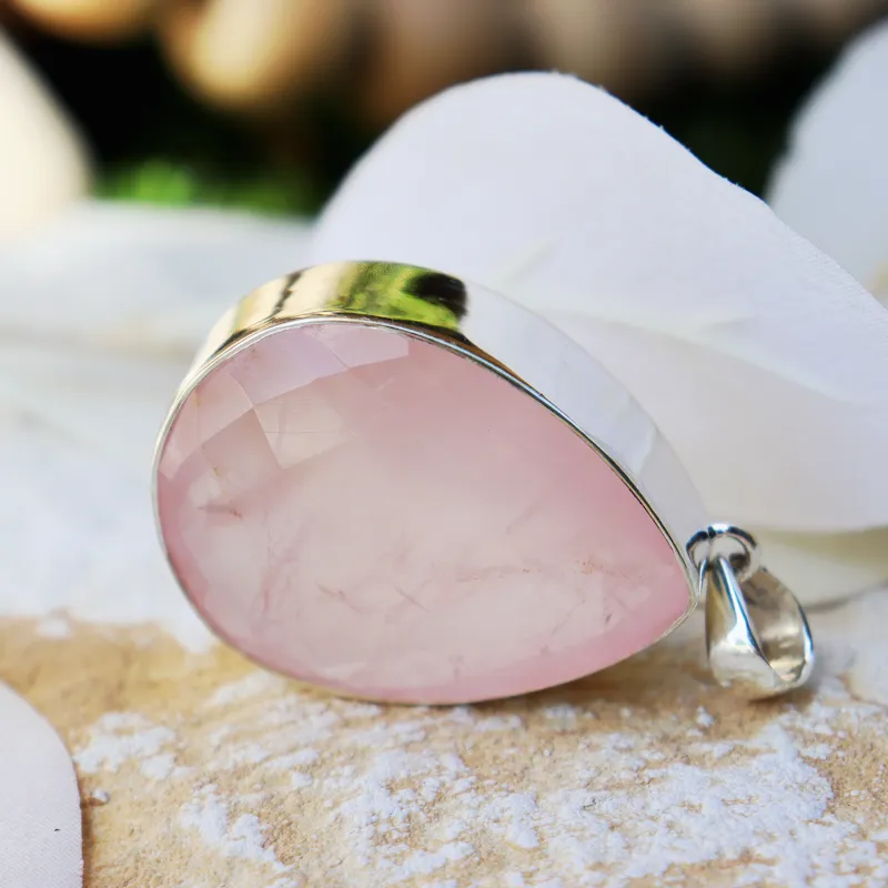 Teardrop Rose Quartz XL Pendant