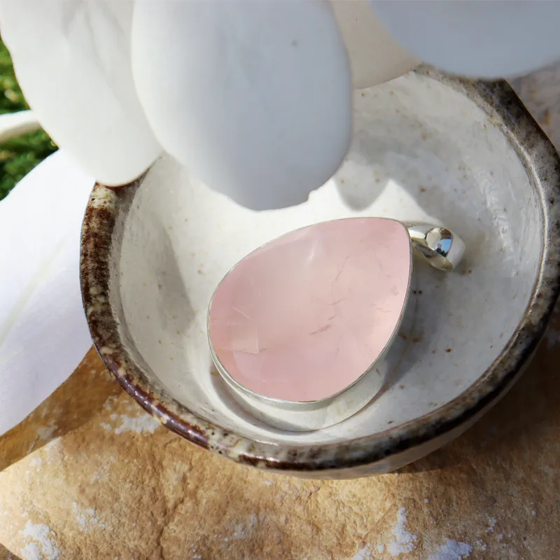 Teardrop Rose Quartz XL Pendant