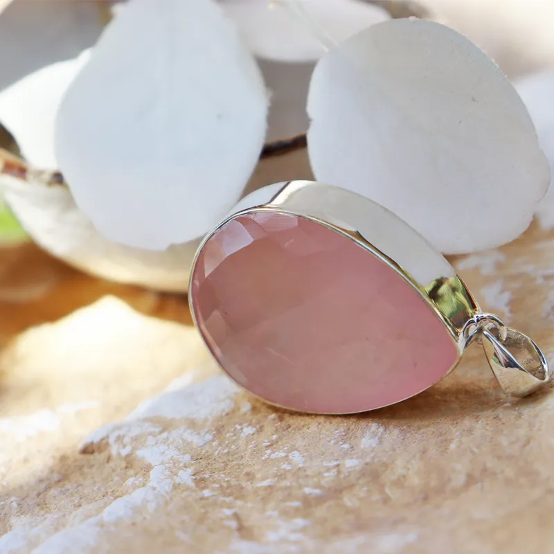 Teardrop Rose Quartz XL Pendant