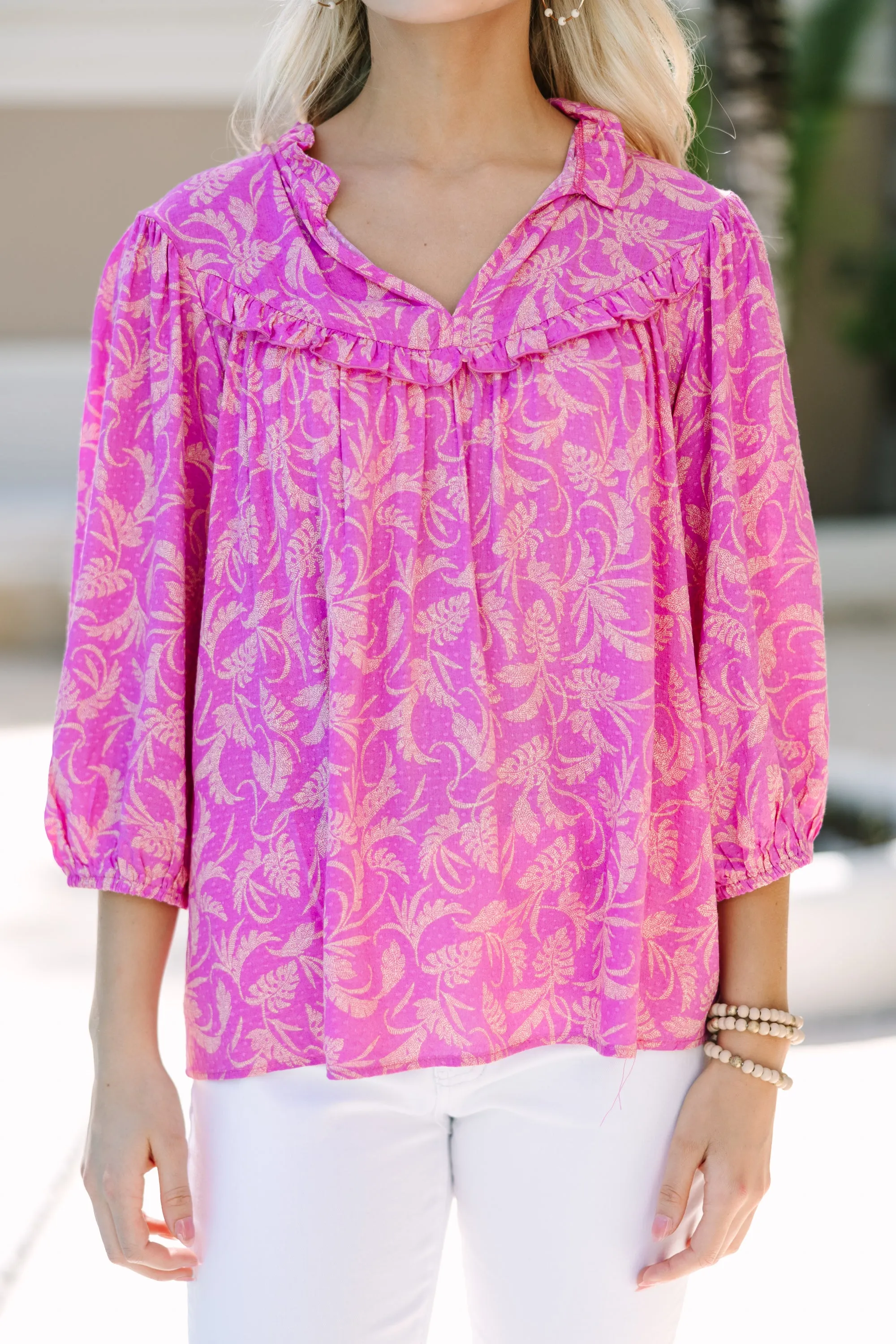 Time To Go Pink Floral Blouse