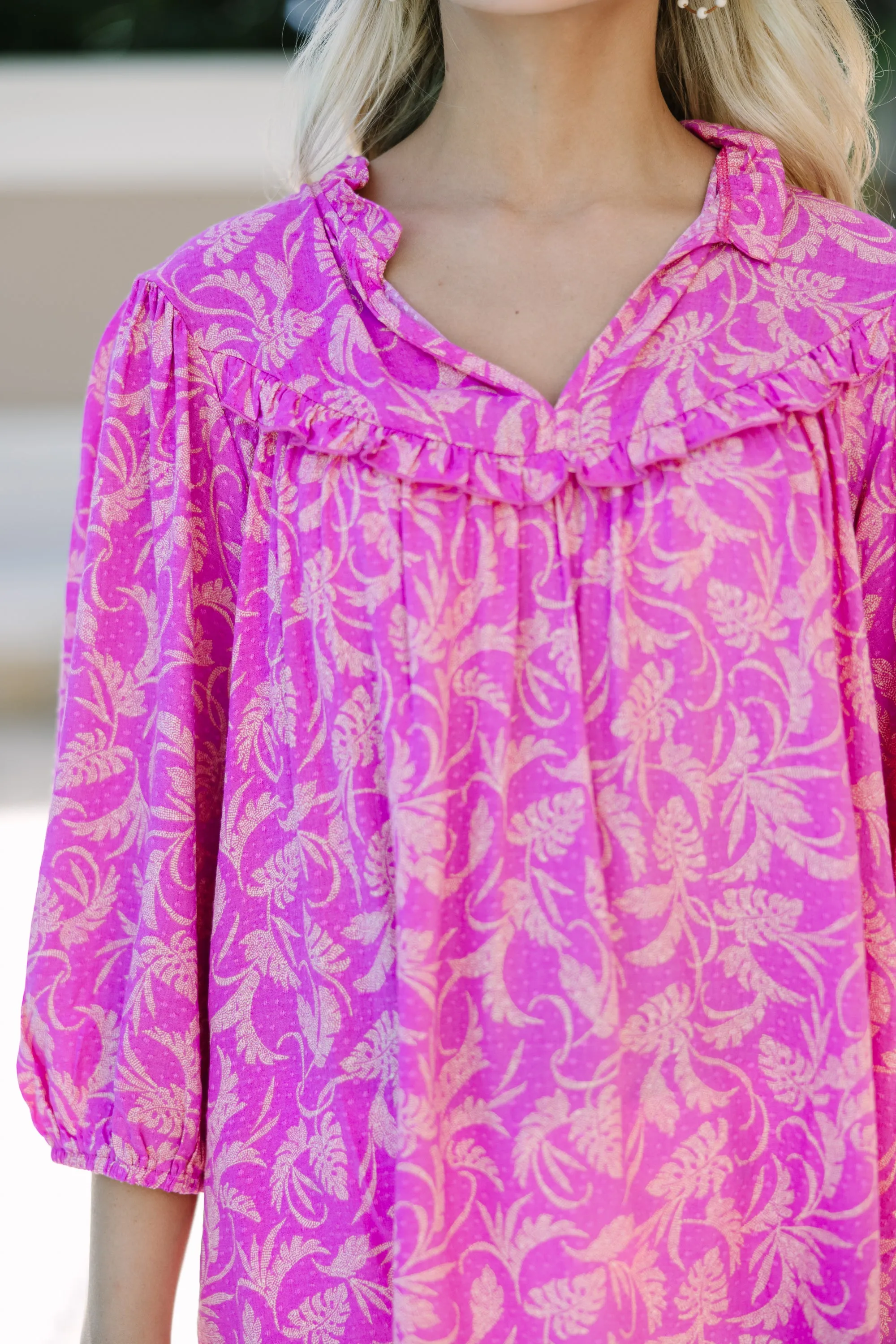 Time To Go Pink Floral Blouse