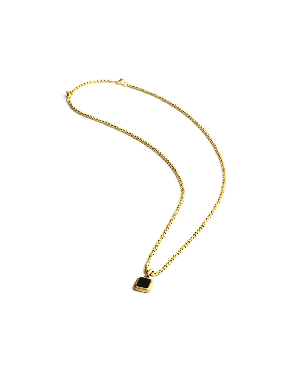 Titanium/Steel necklace with an 18kt gold finish and Black Agate stone