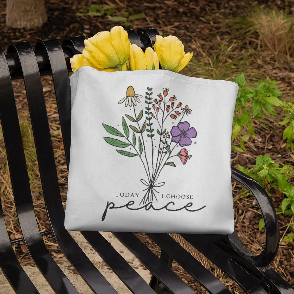 Today I Choose Peace Spring Wildflower Square Classic Tote Bag