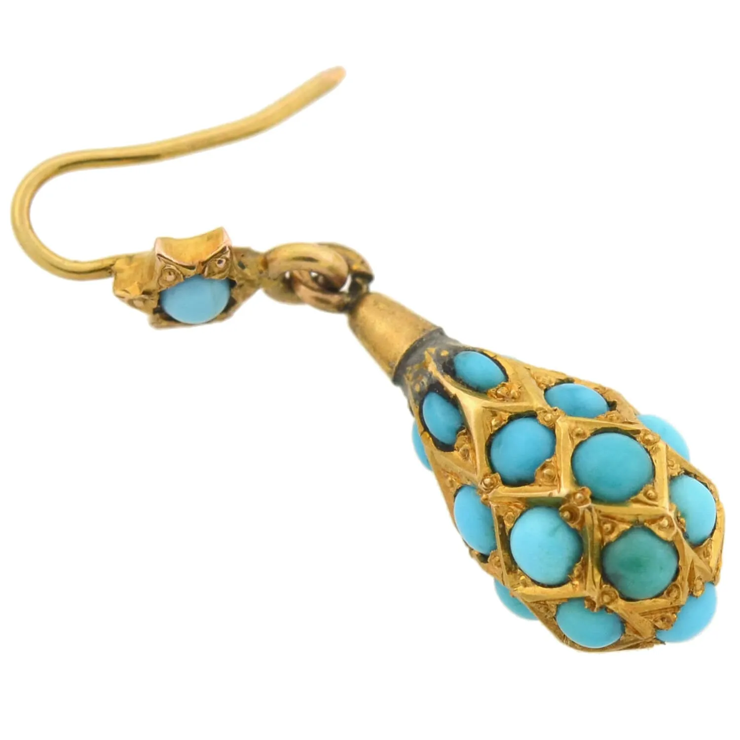 Victorian 15kt Persian Turquoise Teardrop Earrings