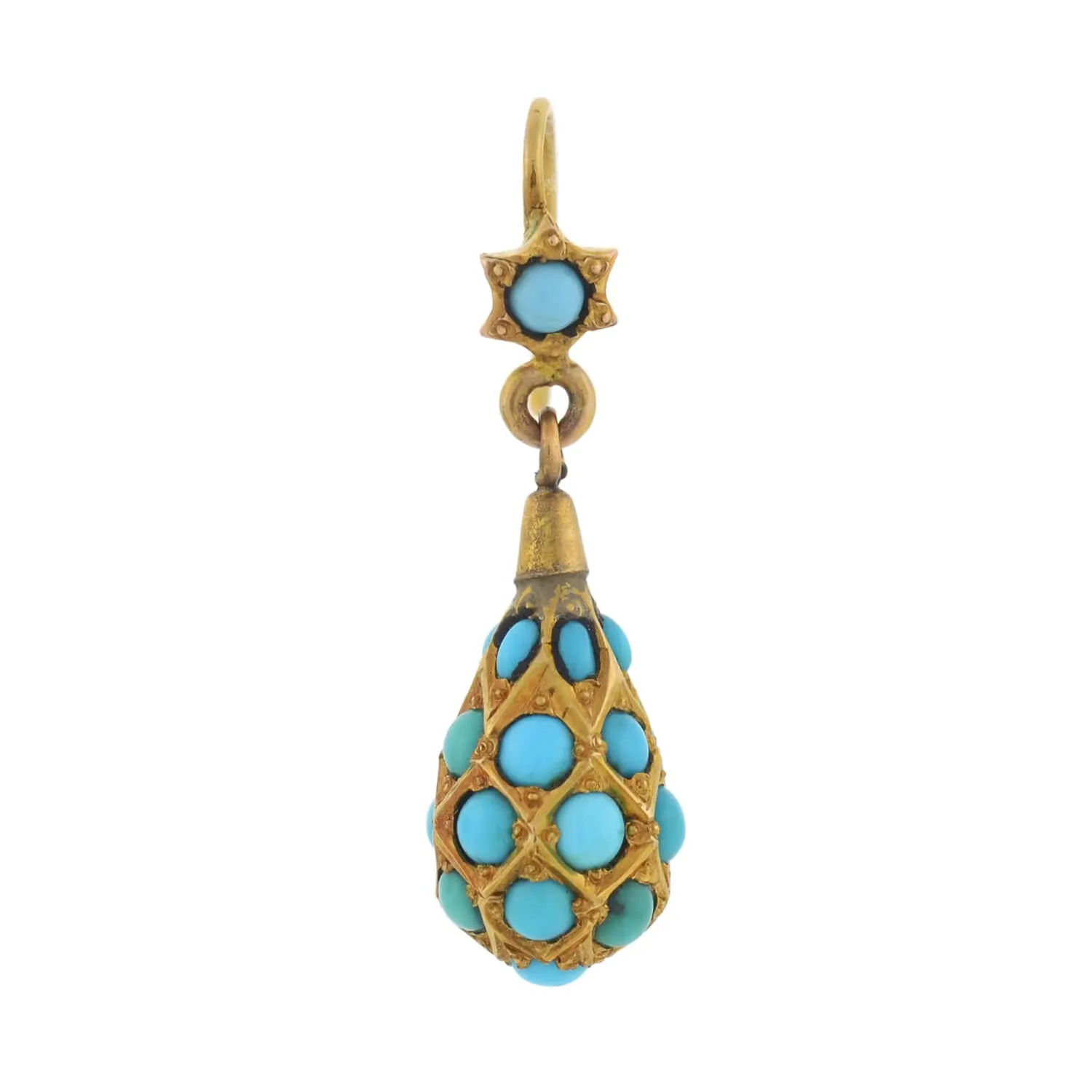 Victorian 15kt Persian Turquoise Teardrop Earrings