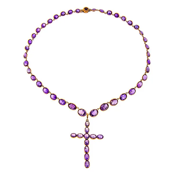 Victorian Amethyst Necklace with Cross