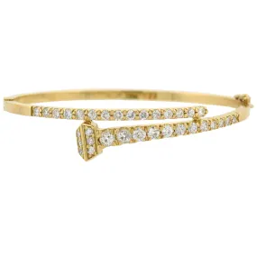 Victorian Style 18kt Diamond Nail Head Bangle Bracelet 2.25ctw