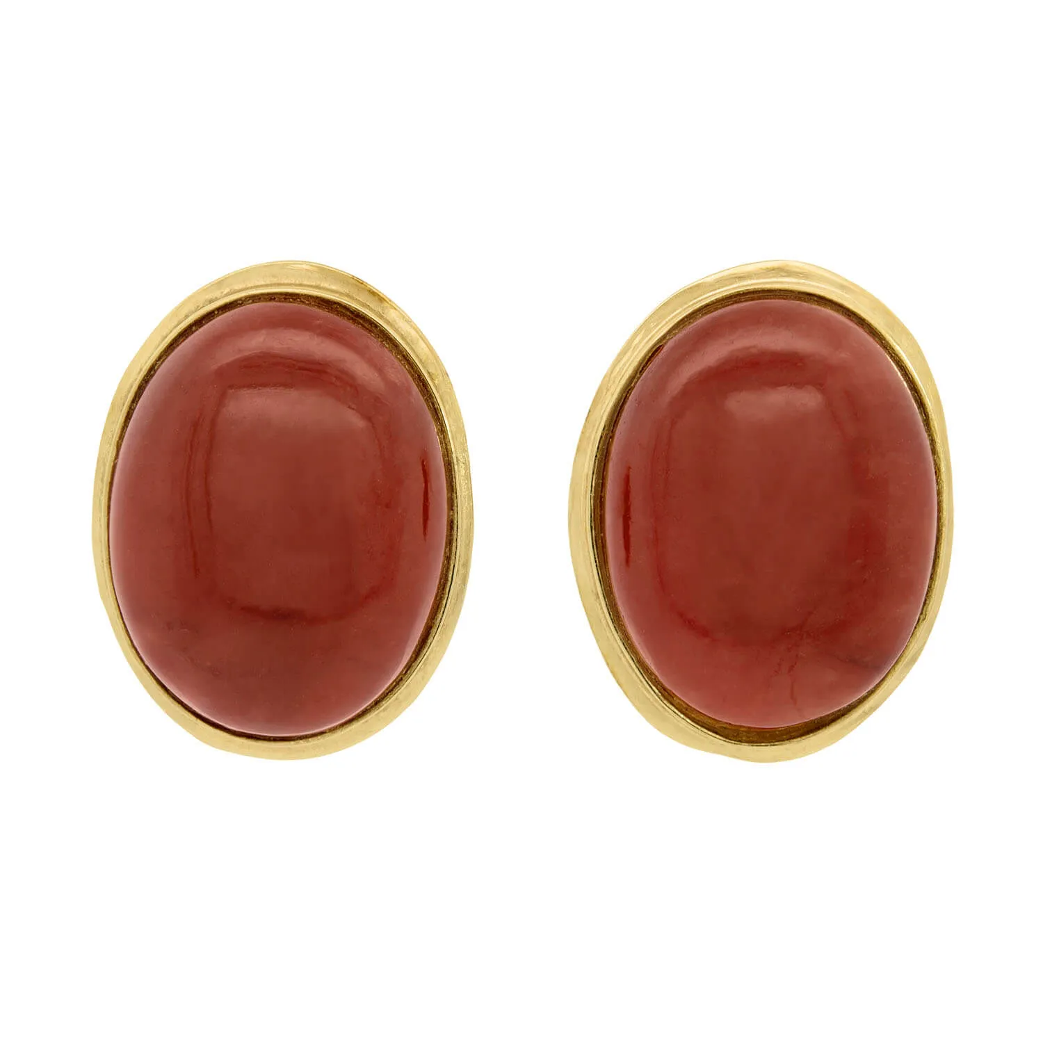 Vintage 14k Carnelian Cabochon Stud Earrings