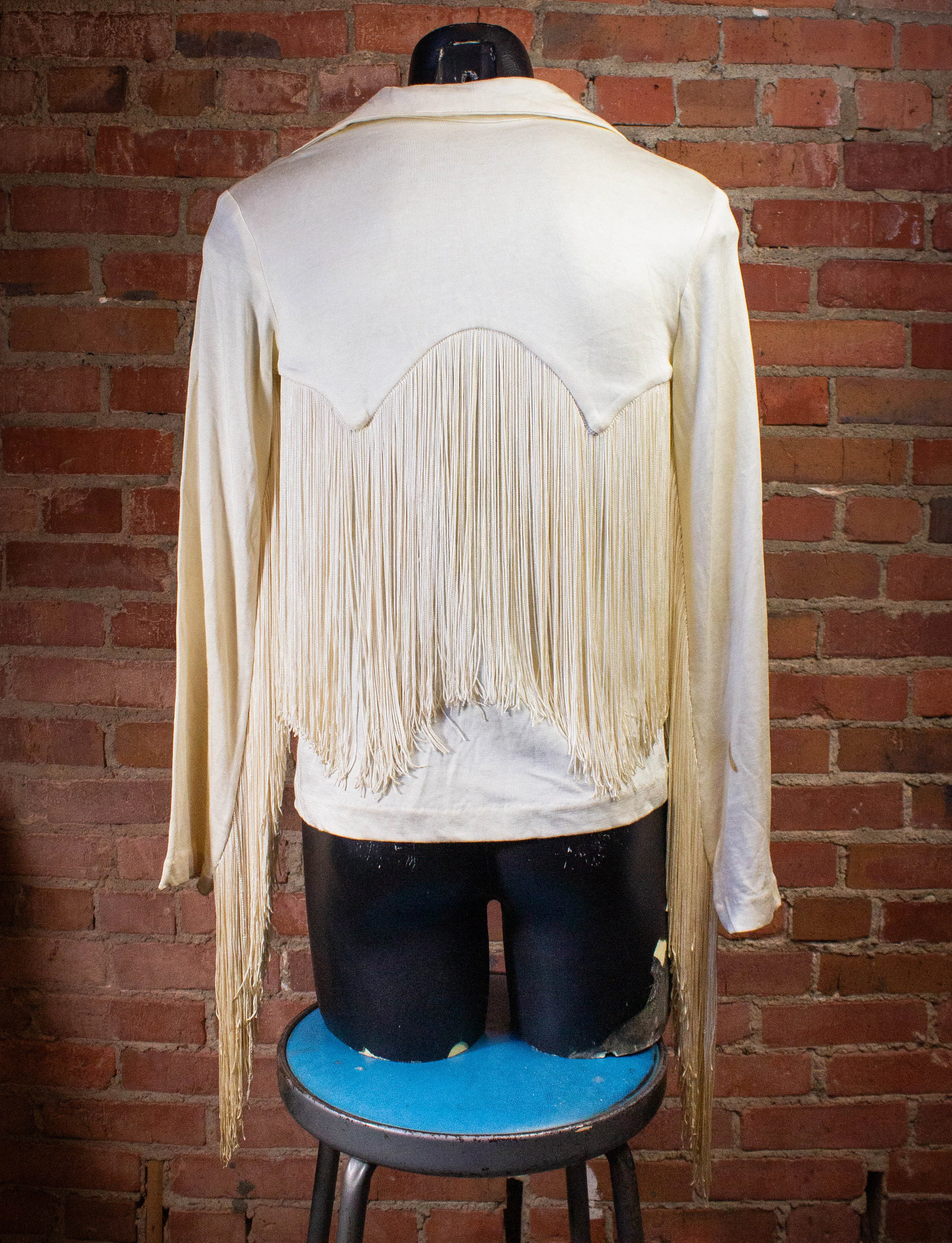 Vintage 70s Cream Fringe Shirt Small Ozzy Black Sabbath