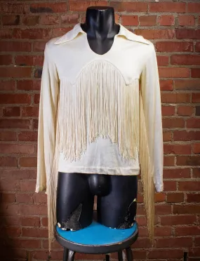 Vintage 70s Cream Fringe Shirt Small Ozzy Black Sabbath