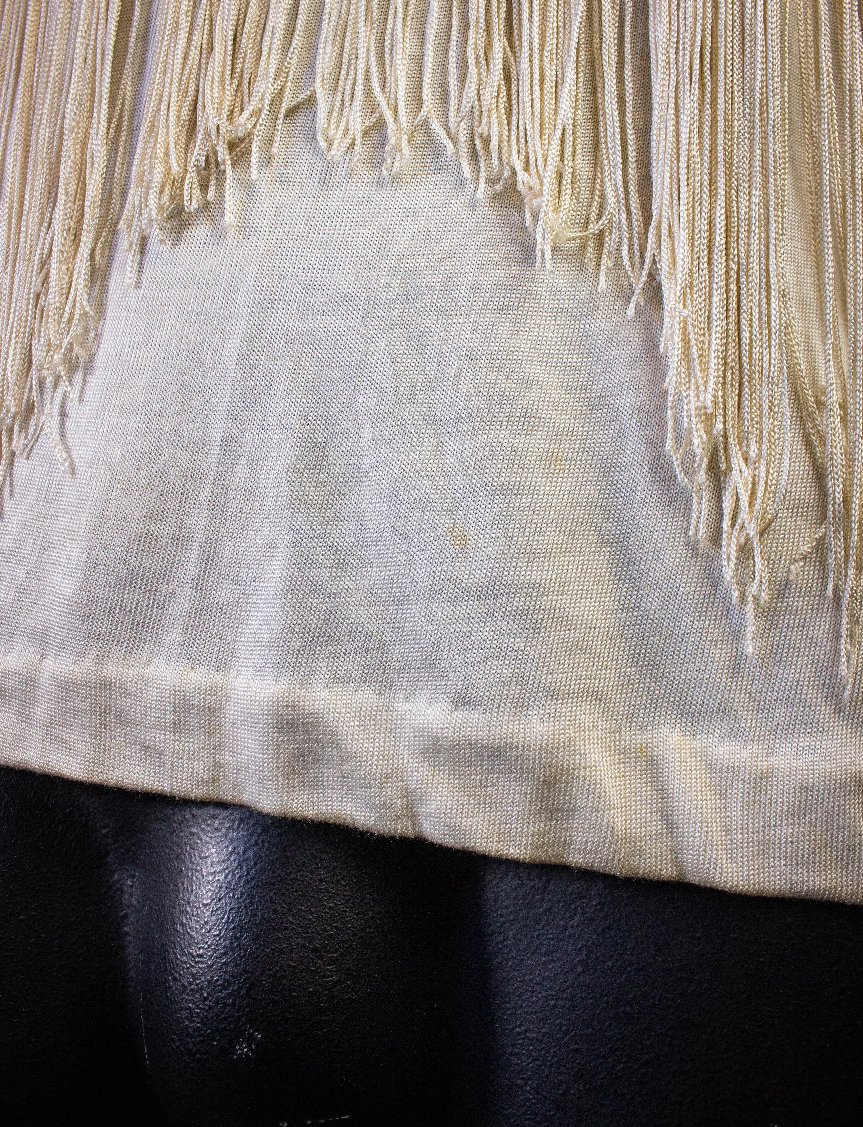 Vintage 70s Cream Fringe Shirt Small Ozzy Black Sabbath