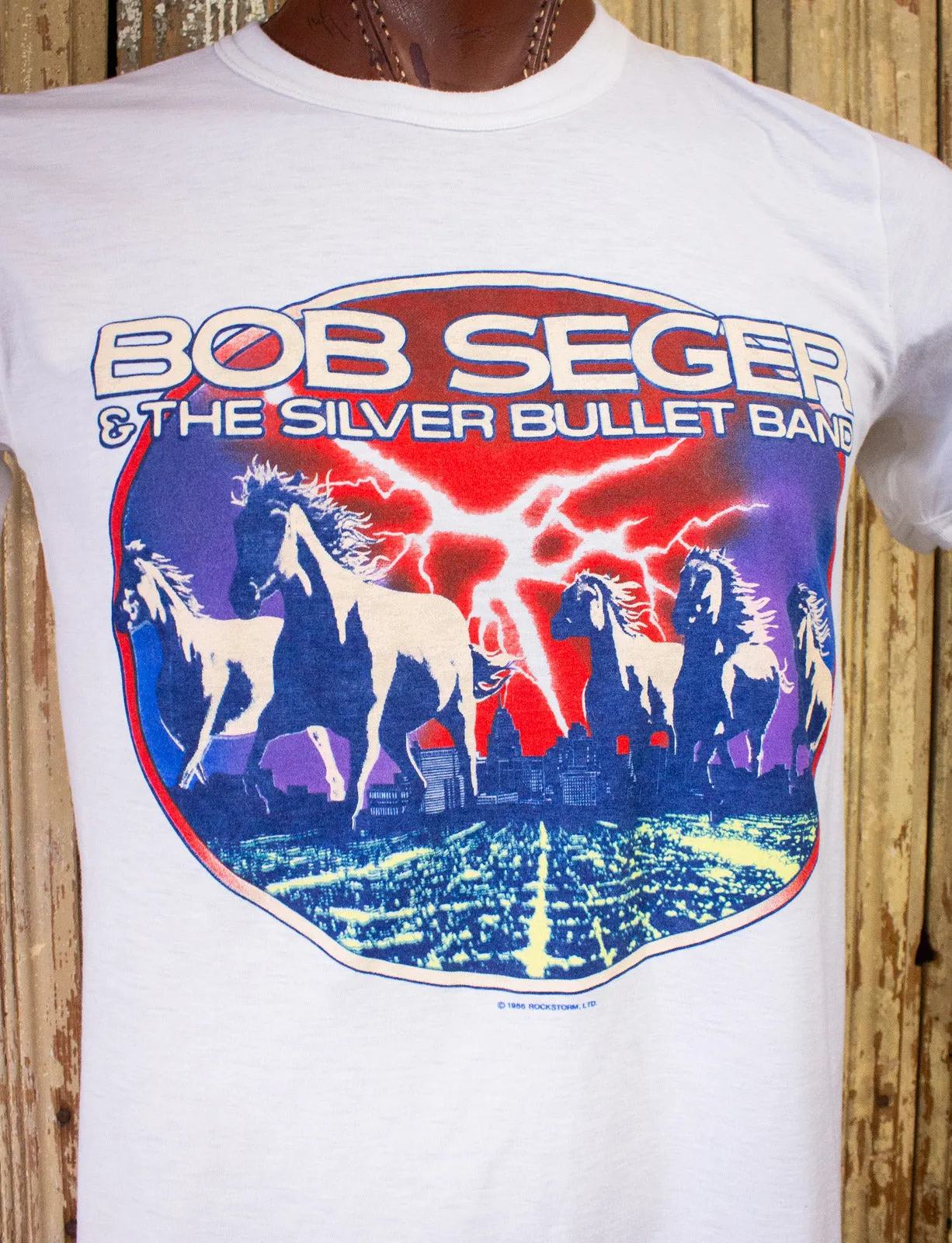 Vintage Bob Seger Rock & Roll Never Forgets Concert T Shirt 1986/87 White Large