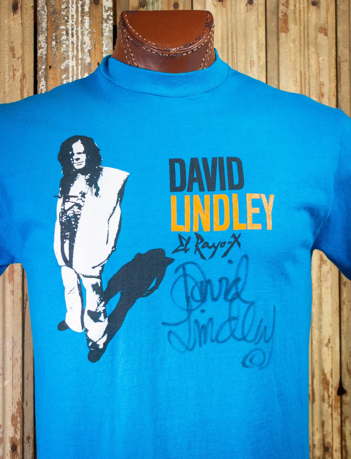 Vintage David Lindley El Rayo-X Signed Concert T Shirt 80s Blue Large