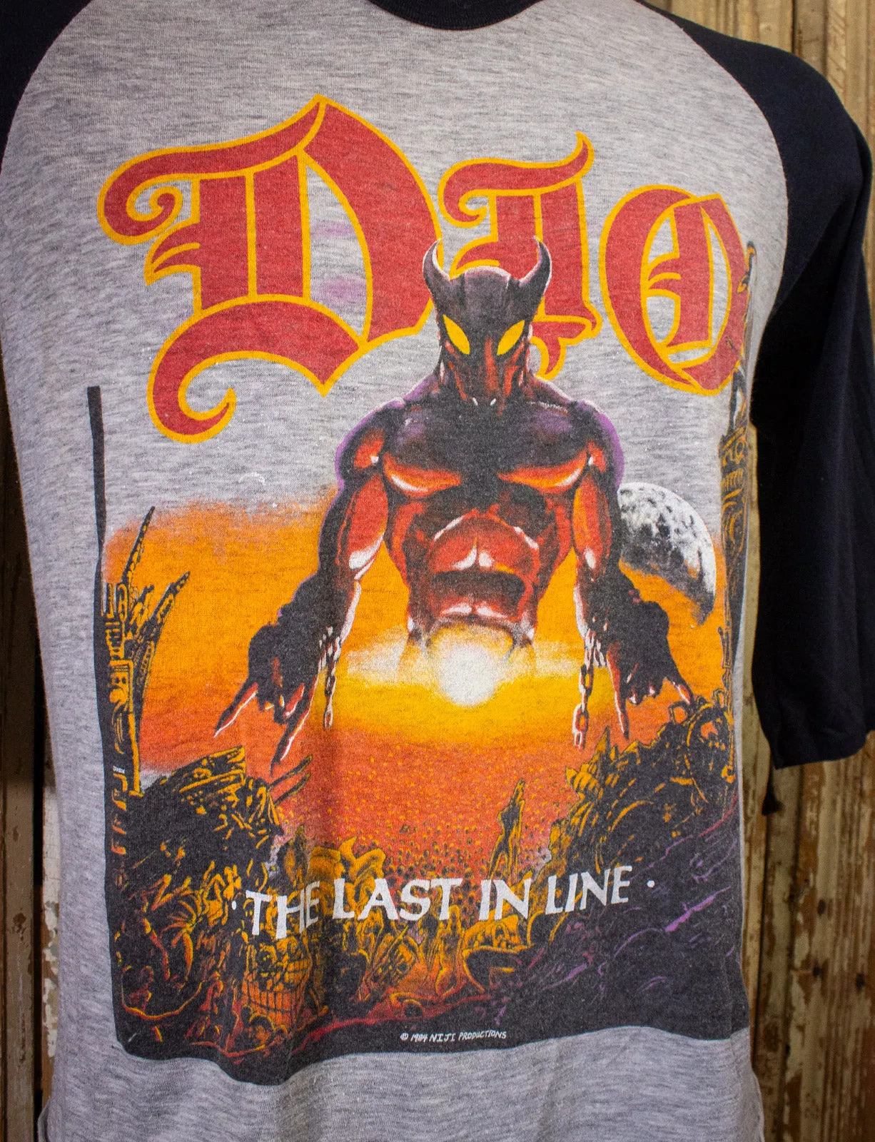 Vintage Dio Last In Line Raglan Concert T Shirt 1984 Gray/Black Large