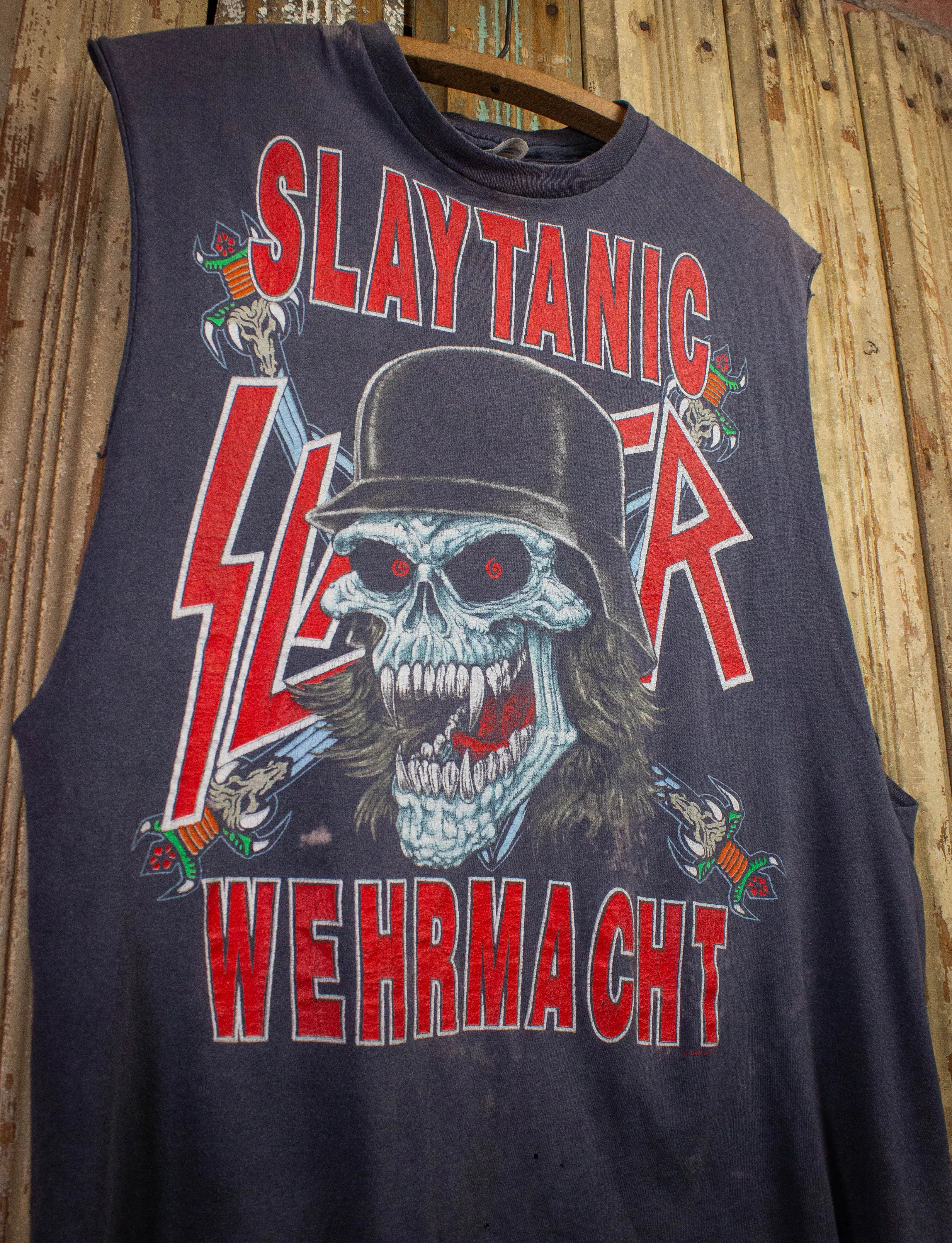 Vintage Slayer Slaytanic Wehrmacht Cut Off Concert T Shirt 1988 Large