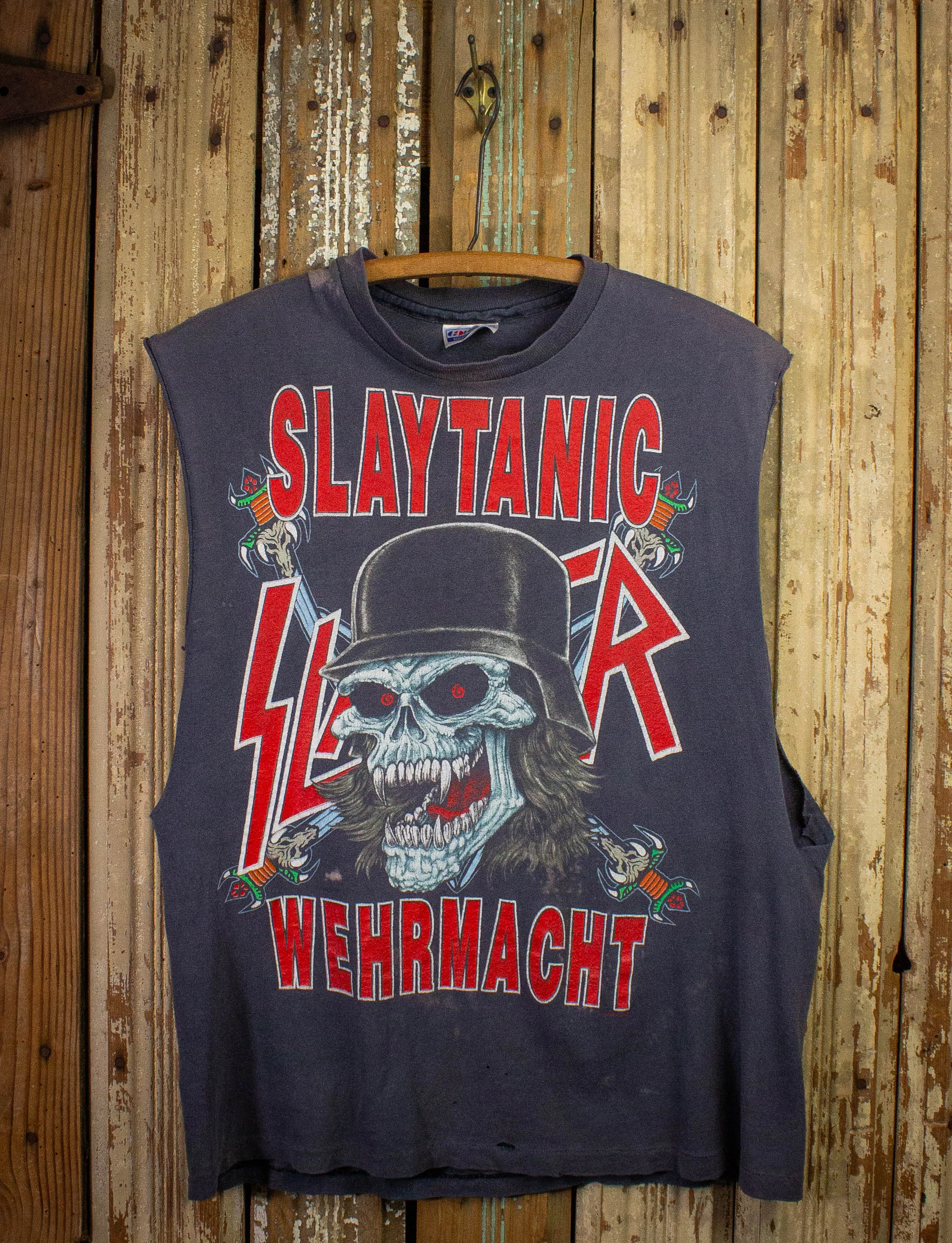 Vintage Slayer Slaytanic Wehrmacht Cut Off Concert T Shirt 1988 Large