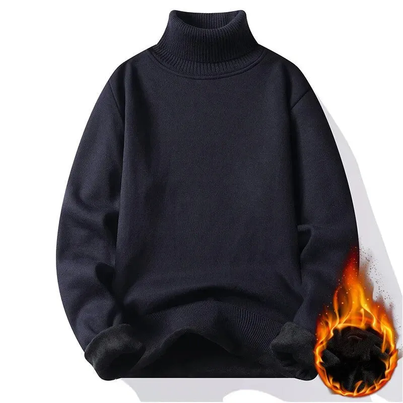 Winter Men's Turtleneck Thicken Sweater Men's Knitting Pullovers Cold Weather Jumpers